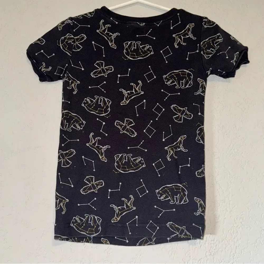 Black Constellation Space Print Short Sleeve T-Shirt